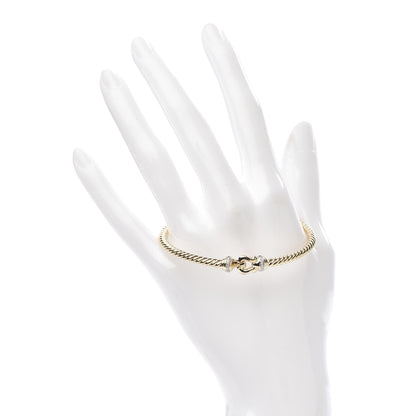 David Yurman 18K Yellow Gold Diamond 3.5mm Cable Buckle Bracelet 2 of 4