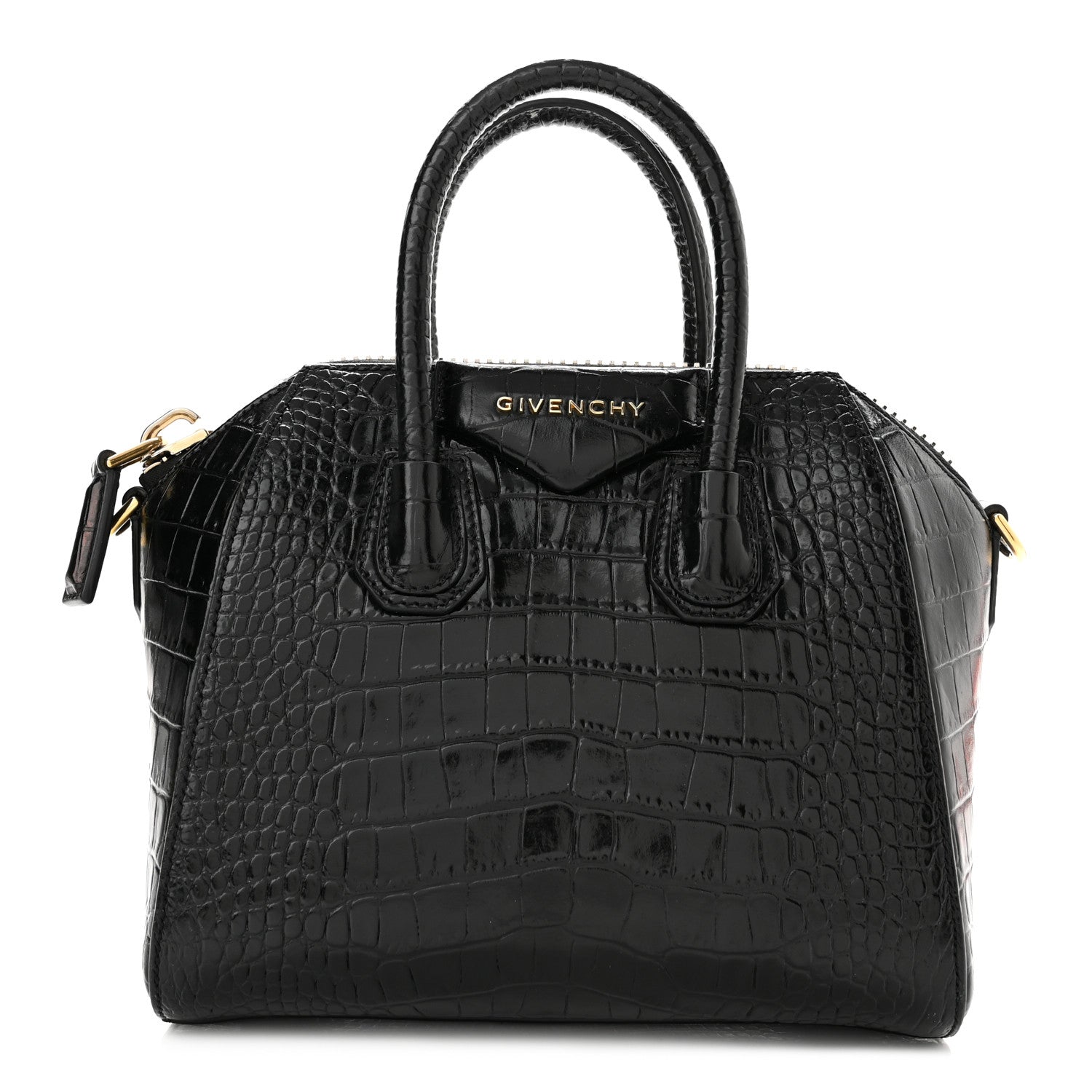 Givenchy Calfskin Crocodile Embossed Mini Antigona Black 1 of 9