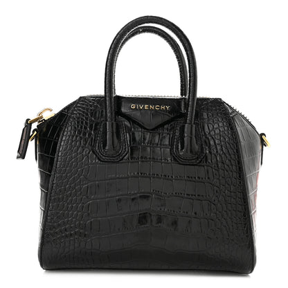 Givenchy Calfskin Crocodile Embossed Mini Antigona Black 1 of 9