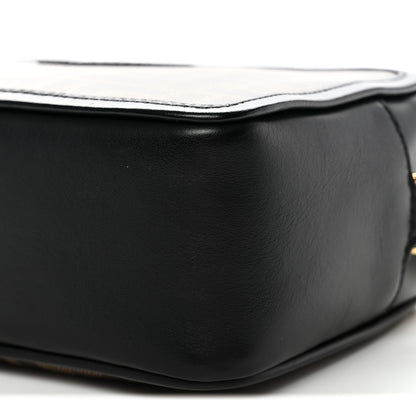 Fendi Glazed Fabric Vitello Century FF 1974 Stamp Patch Mini Camera Case Mogano Panna Black 10 of 10