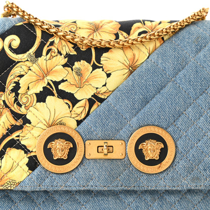 Versace Denim Barocco Printed Icon Small Crossbody Bag Blue 7 of 9
