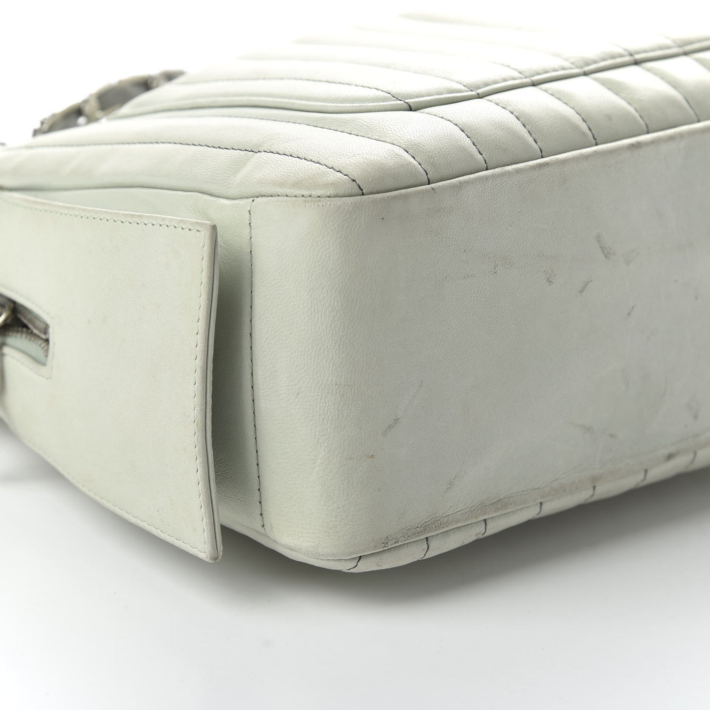 Lambskin Vertical Quilted Mademoiselle Camera Case Green