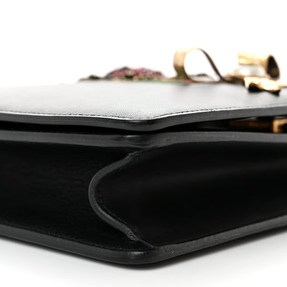 Gucci Calfskin Web Medium Peony Chain Shoulder Bag Black 9 of 12