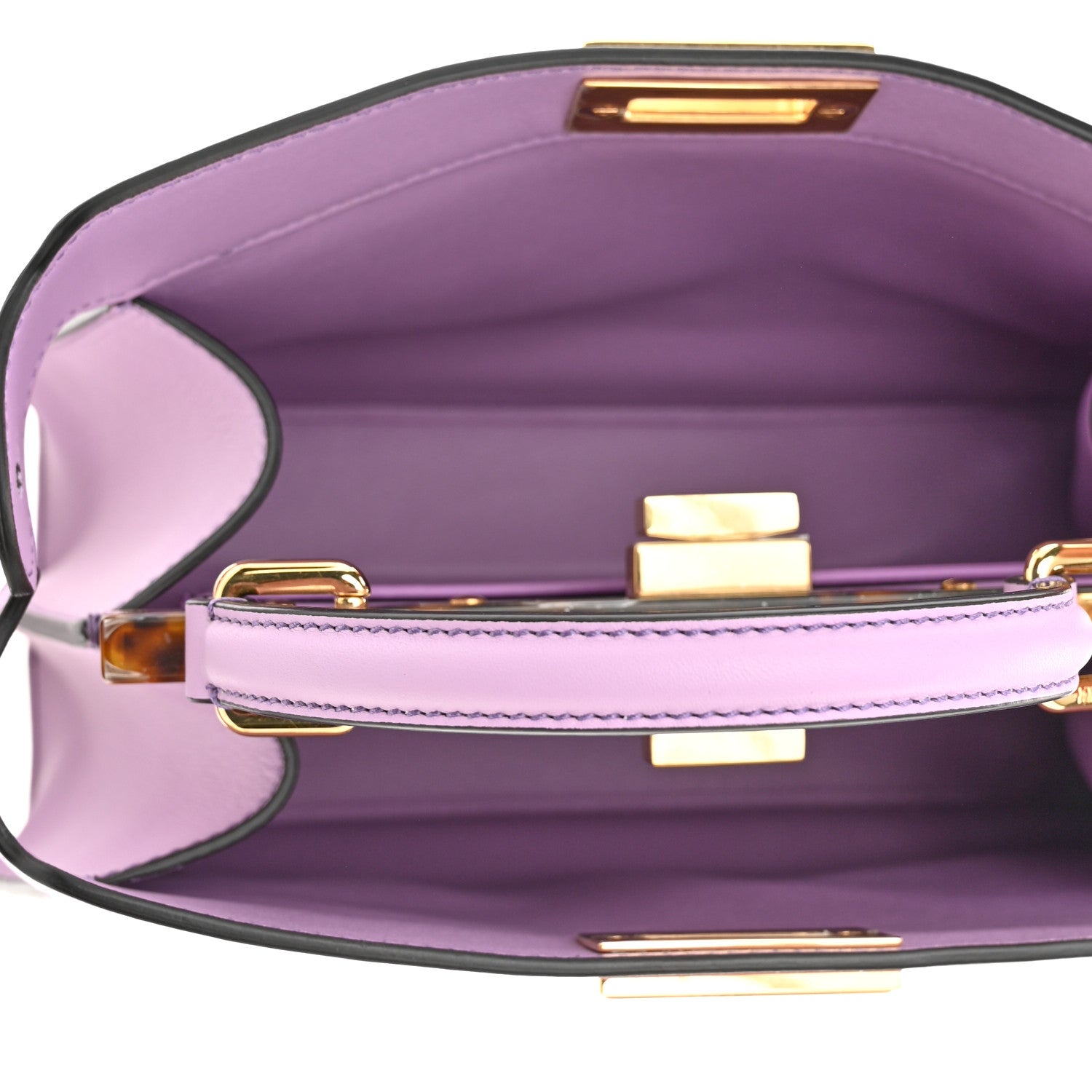 Fendi Vitello Seta Shiny Nappa Plexiglass Small Peekaboo I SEE U Satchel Violetta 5 of 11