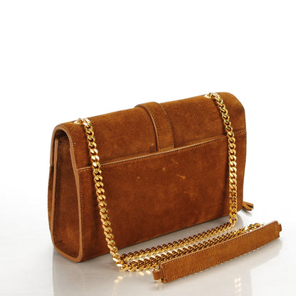 Saint Laurent Suede Fringe Small Monogram Satchel Light Ocre 3 of 8