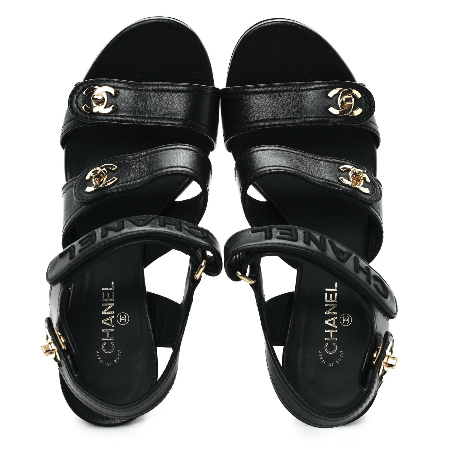 Lambskin CC Turnlock Sandals 37 Black
