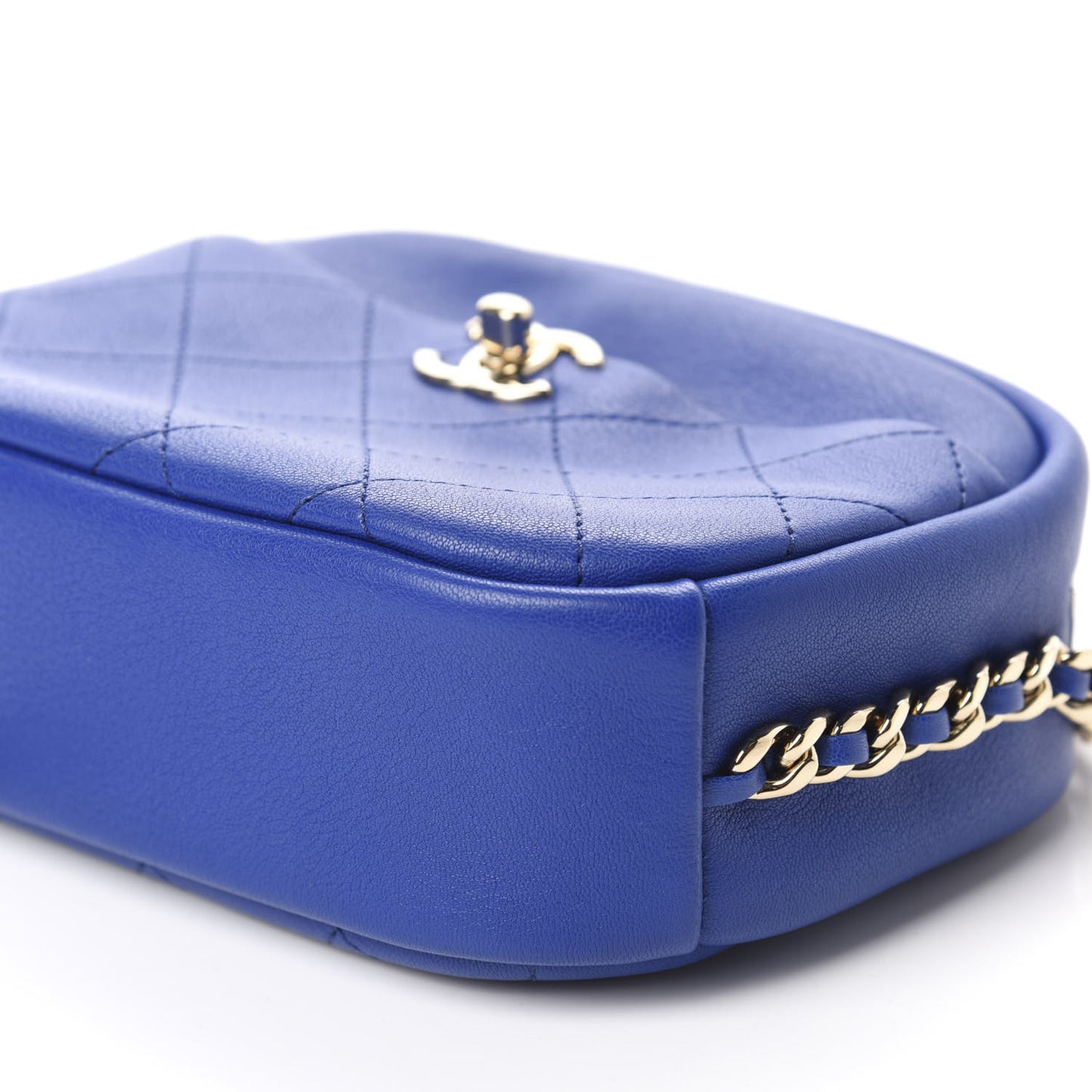 Goatskin Quilted Small Casual Trip Camera Case Blue