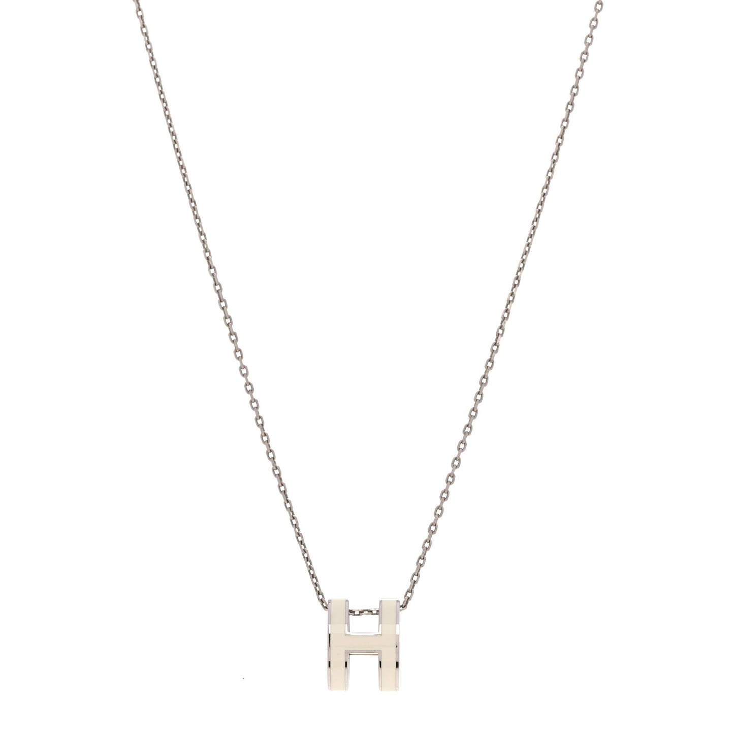 Lacquered Palladium Pop H Pendant Necklace White