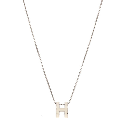 Hermes Lacquered Palladium Pop H Pendant Necklace White 1 of 6
