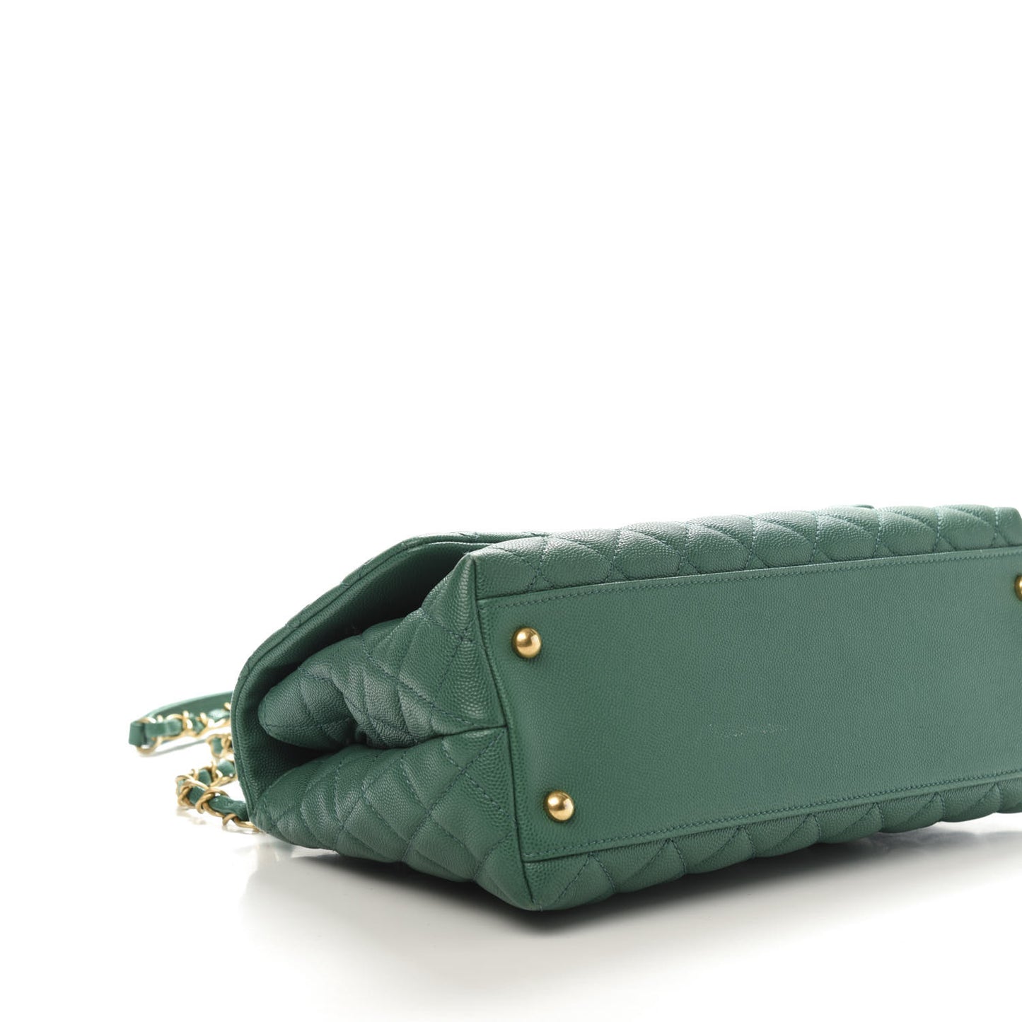 Caviar Quilted Small Coco Handle Flap Green