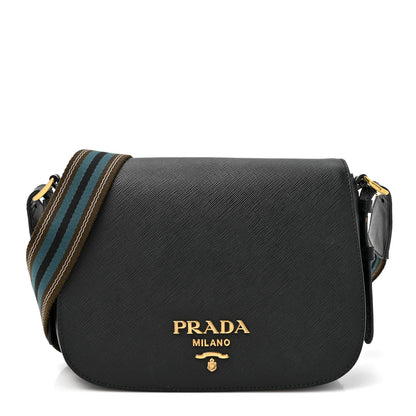 Prada Saffiano Flap Crossbody Black 1 of 10