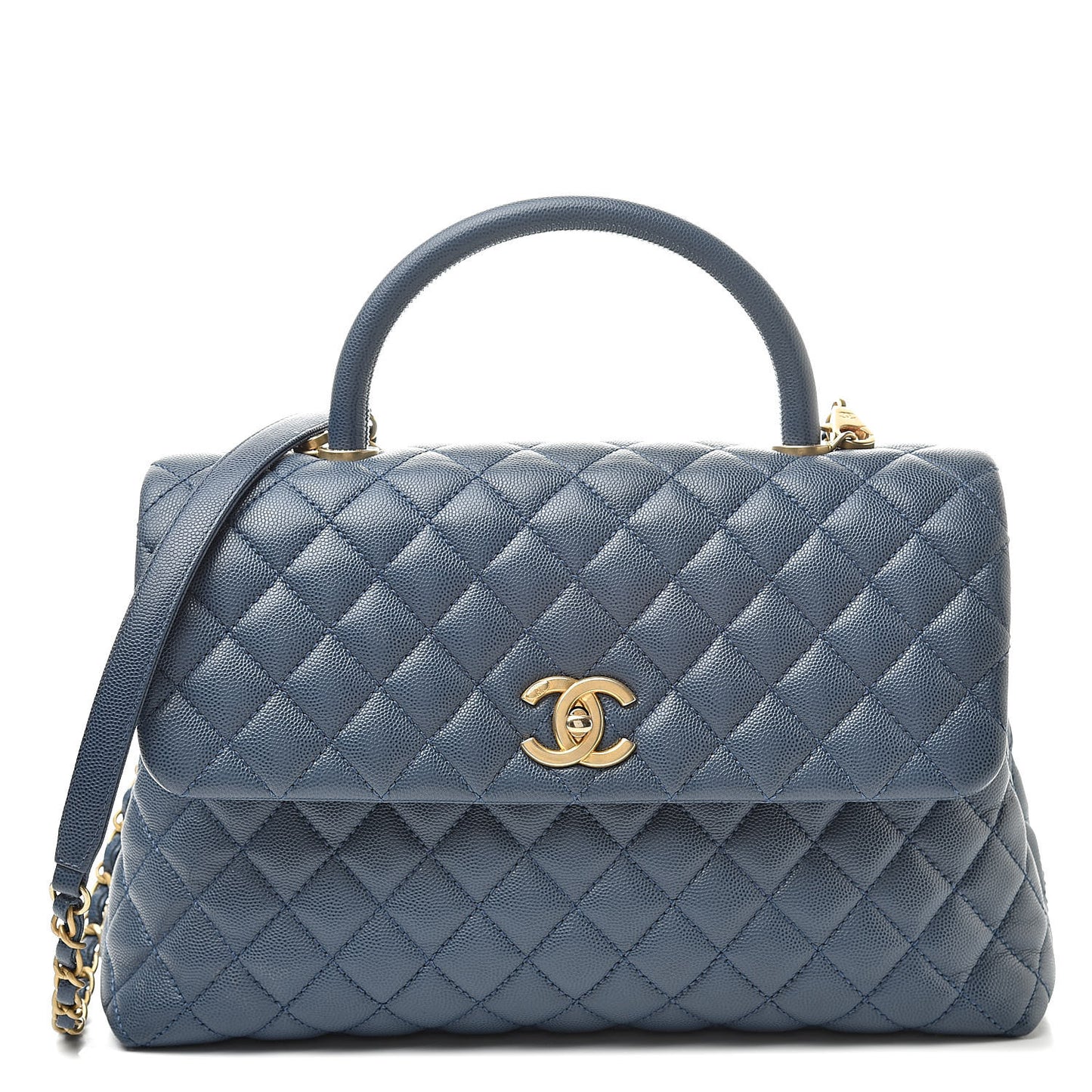 Caviar Quilted Medium Coco Handle Flap Blue