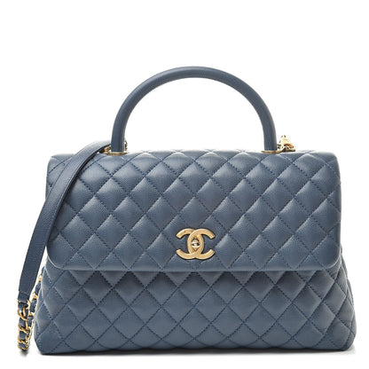 Chanel Caviar Quilted Medium Coco Handle Flap Blue 1 of 10
