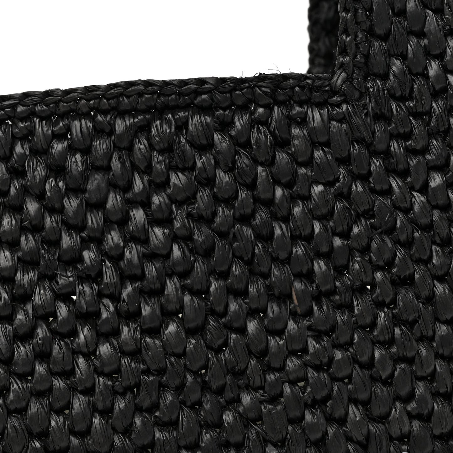 Raffia Small Paula's Ibiza Logo Tote Black White