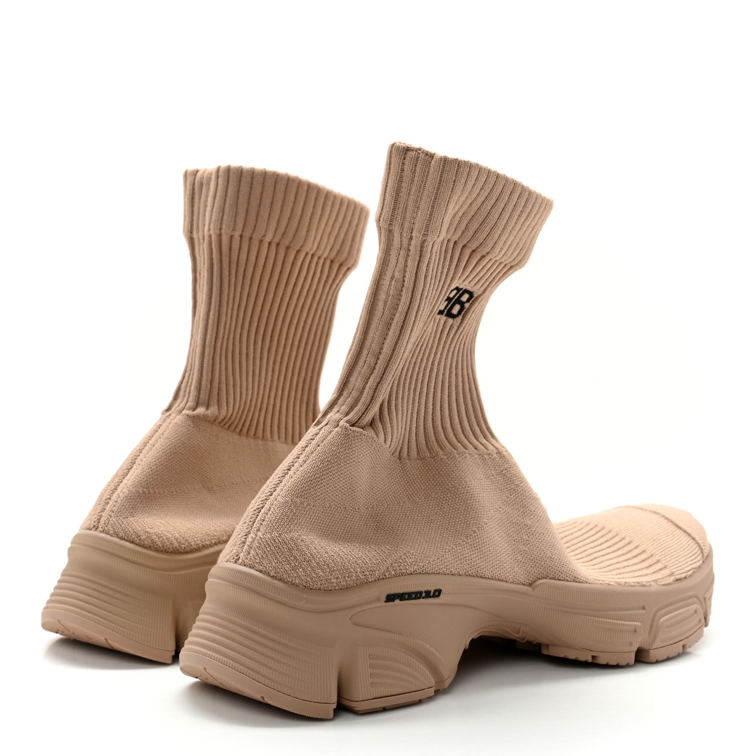 Balenciaga Technical Ribbed 3D Recycled Knit Womens Speed 3.0 Sneakers 38 Monocolor Beige 4 of 8