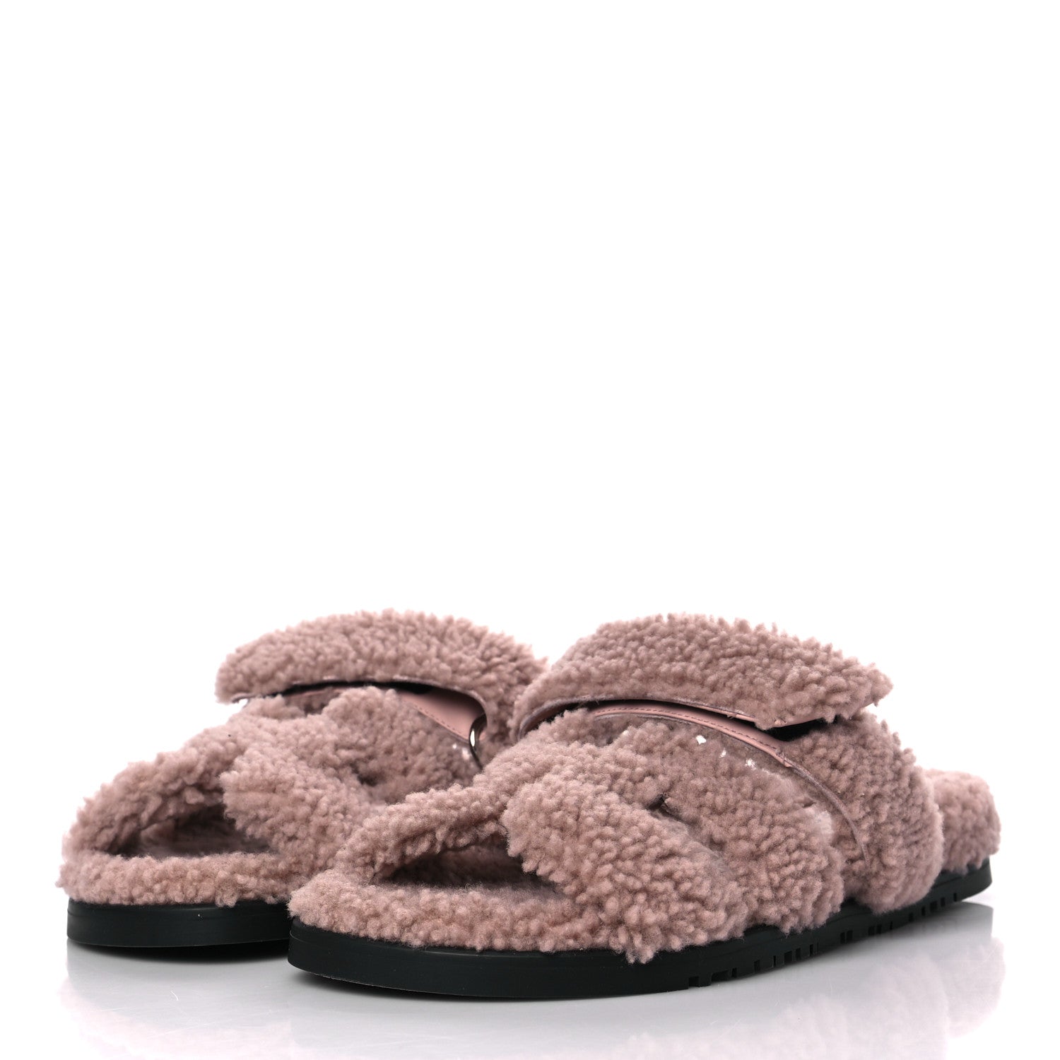 Hermes Woolskin Womens Chypre Sandals 37.5 Bois De Santal 3 of 8