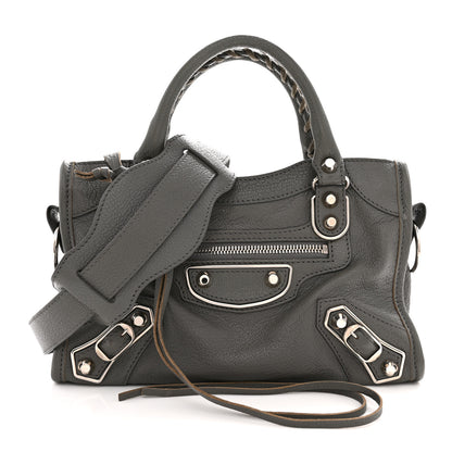 Balenciaga Chevre Silver Metallic Edge Hardware Mini City Bleu Acier 1 of 13