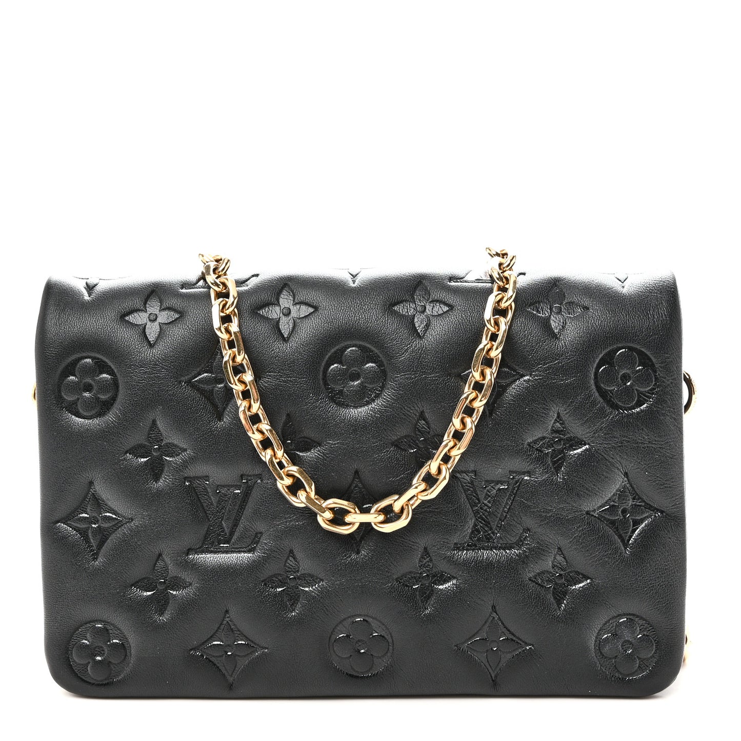 Lambskin Embossed Monogram Pochette Coussin Black