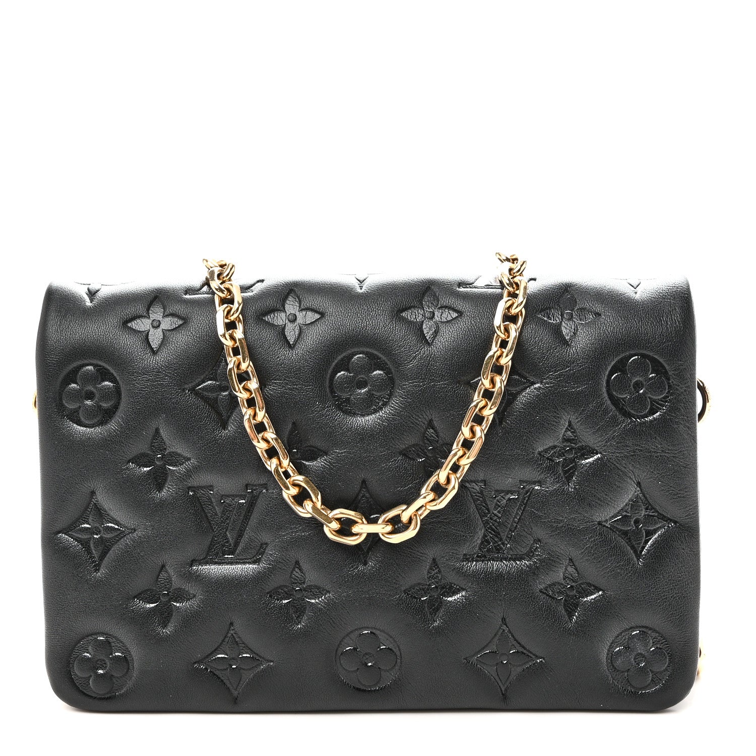 Louis Vuitton Lambskin Embossed Monogram Pochette Coussin Black 1 of 9