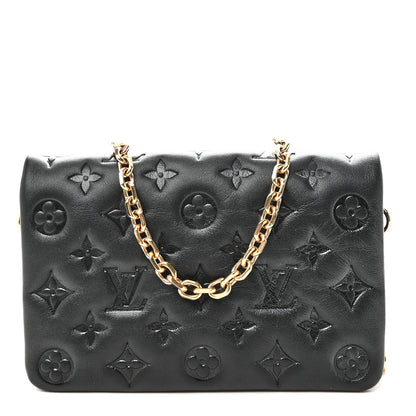 Louis Vuitton Lambskin Embossed Monogram Pochette Coussin Black 1 of 9