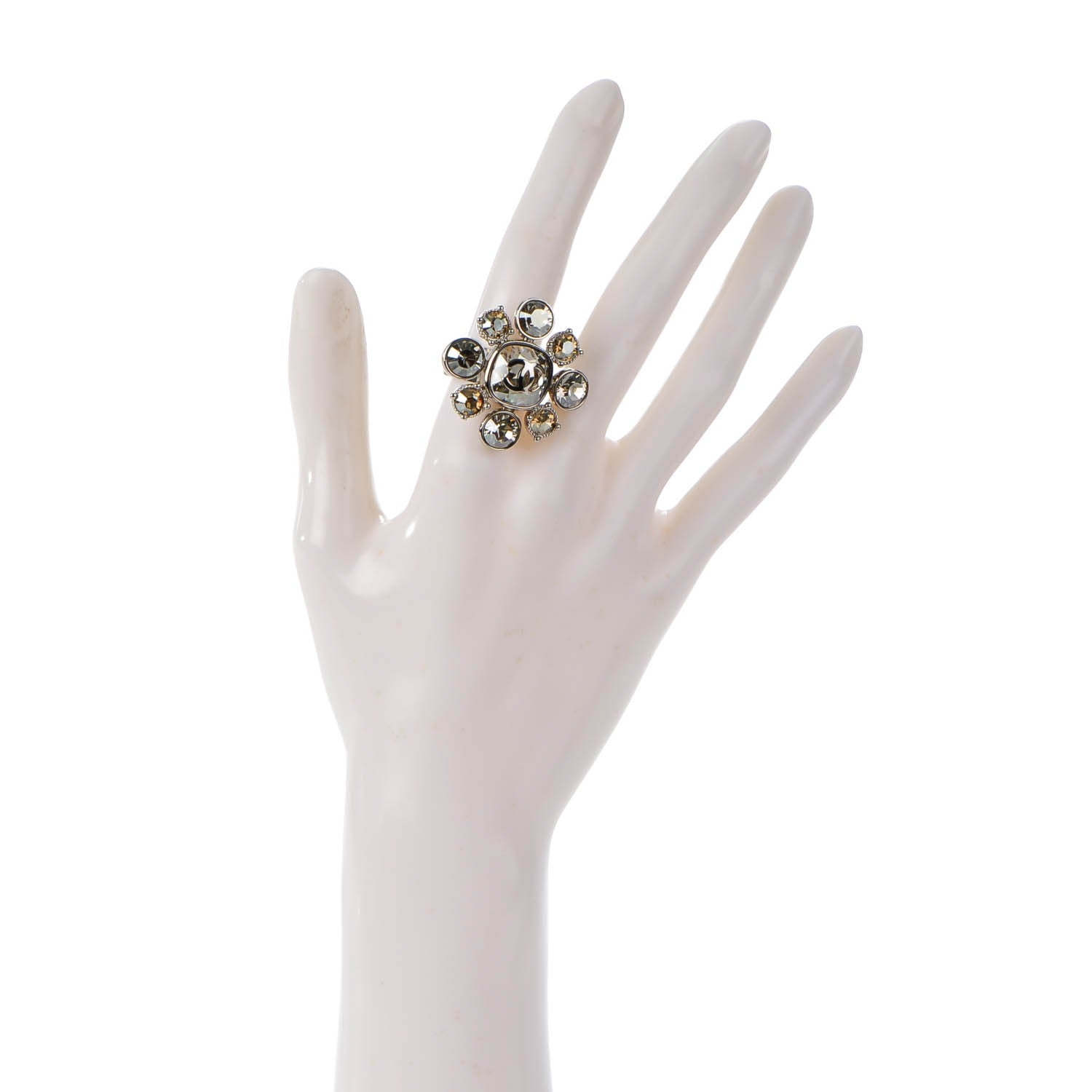 Chanel Crystal CC Ring 6.75 Silver 2 of 5