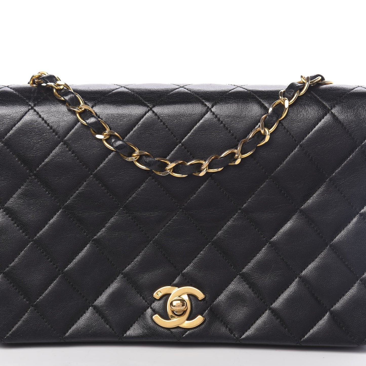 Lambskin Quilted Small Single Flap Black