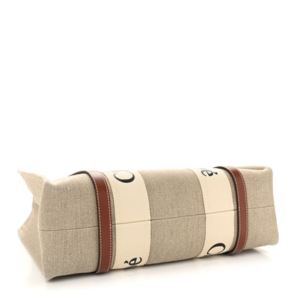 Chloe Linen Calfskin Medium Woody Ribbon Tote White Brown 4 of 10