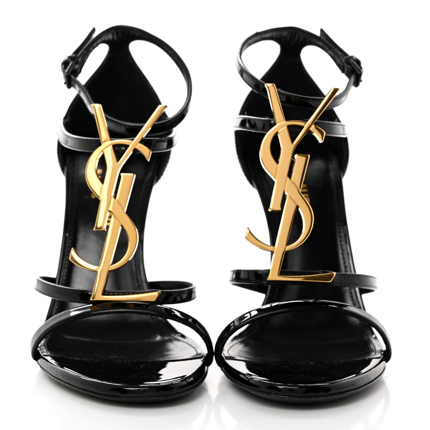 Saint Laurent Patent Cassandra 100 Ankle Strap Sandals 35 Black 2 of 9