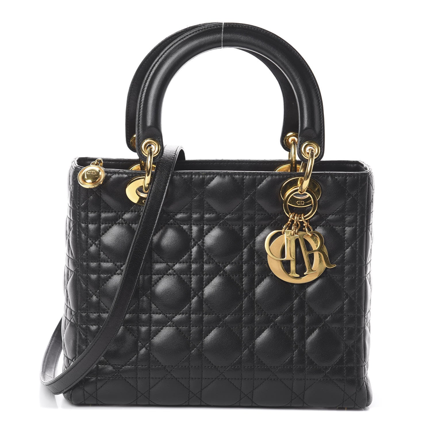 Christian Dior Lambskin Cannage Medium Lady Dior Black 1 of 8