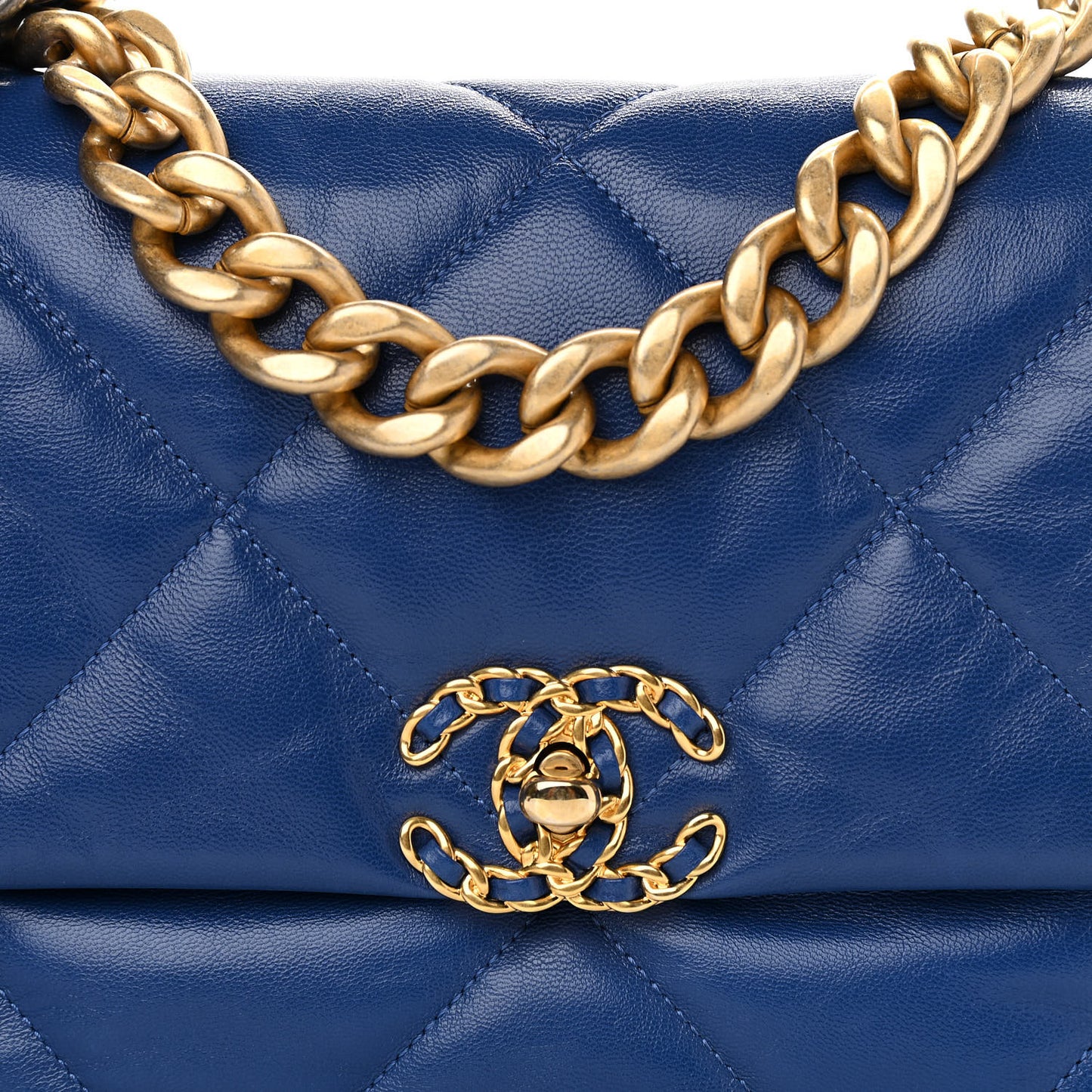 Goatskin Quilted Large Chanel 19 Flap Dark Blue