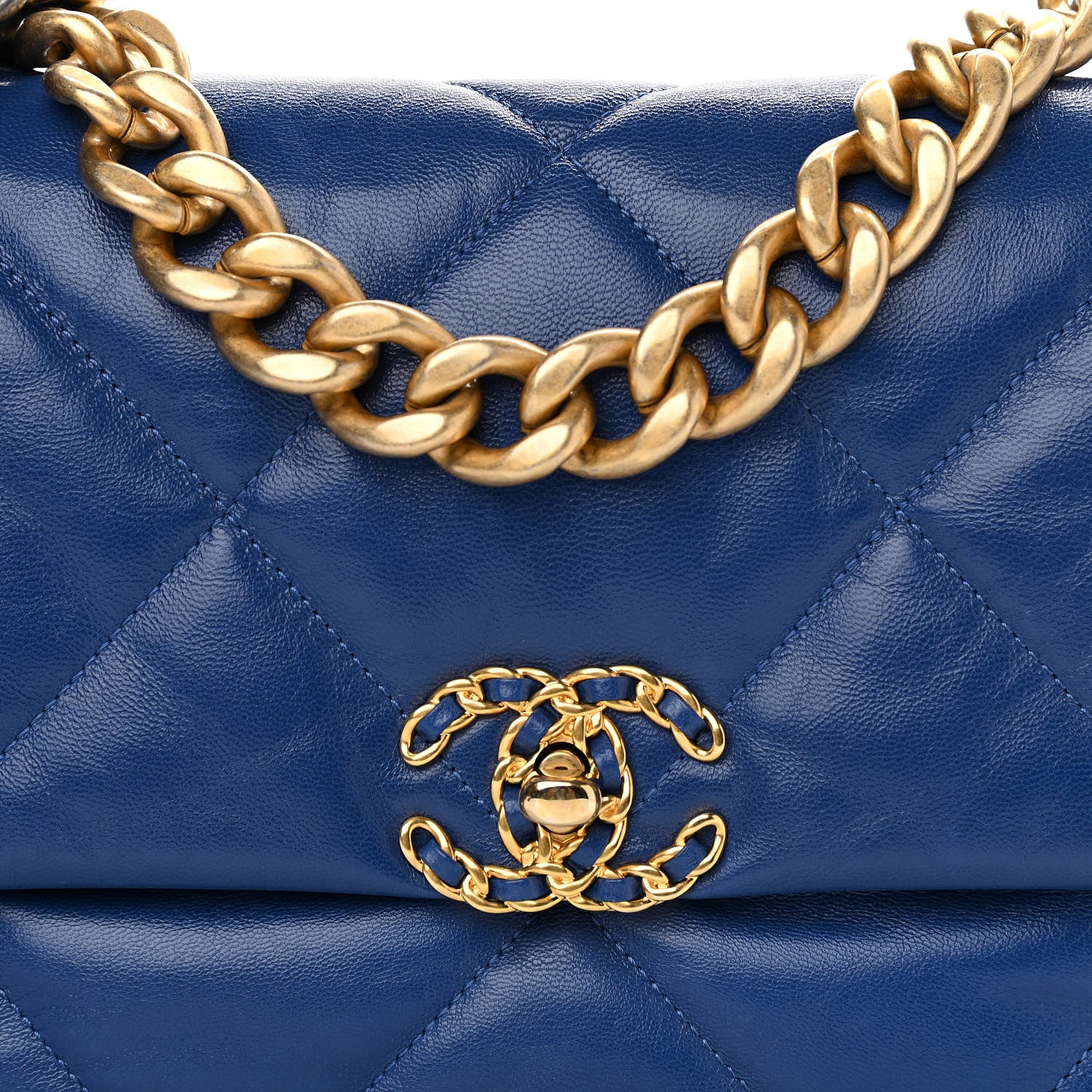 Chanel Goatskin Quilted Large Chanel 19 Flap Dark Blue 8 of 11