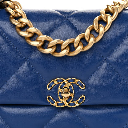 Chanel Goatskin Quilted Large Chanel 19 Flap Dark Blue 8 of 11