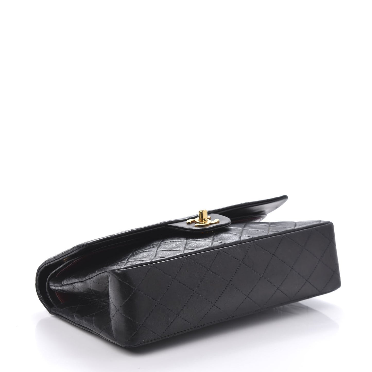 Lambskin Quilted Medium Double Flap Black