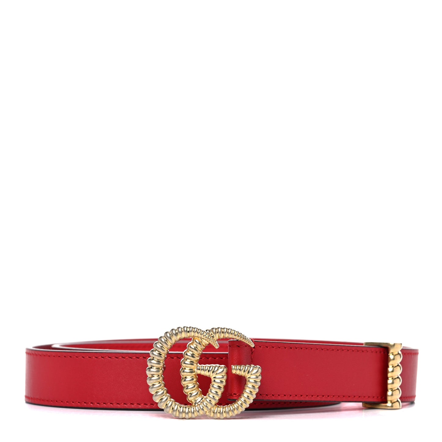 Moon Calfskin Torchon Double G 25mm Belt 95 38 Hibiscus Red