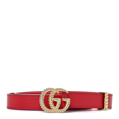 Gucci Moon Calfskin Torchon Double G 25mm Belt 95 38 Hibiscus Red 1 of 6