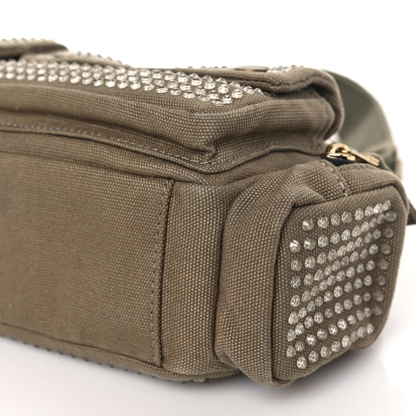 Cotton Canvas Crystal Embellished The Cargo Bag Slate Green