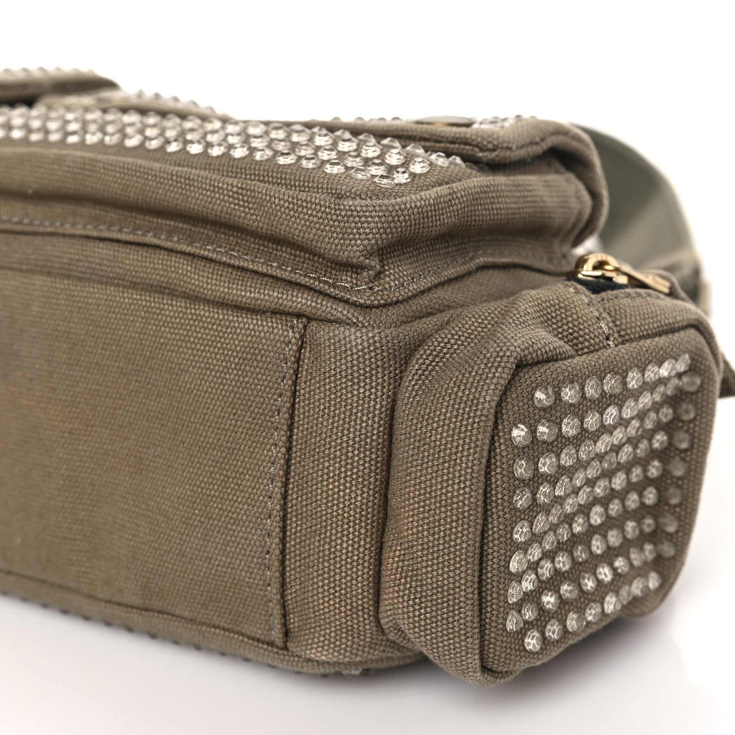Marc Jacobs Cotton Canvas Crystal Embellished The Cargo Bag Slate Green 8 of 8