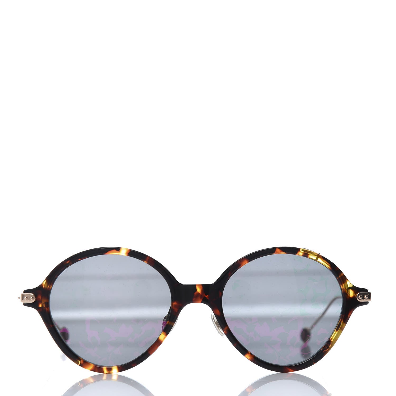 Christian Dior Acetate Leaf Print Umbrage Round Sunglasses Pink Foliage 2 of 8
