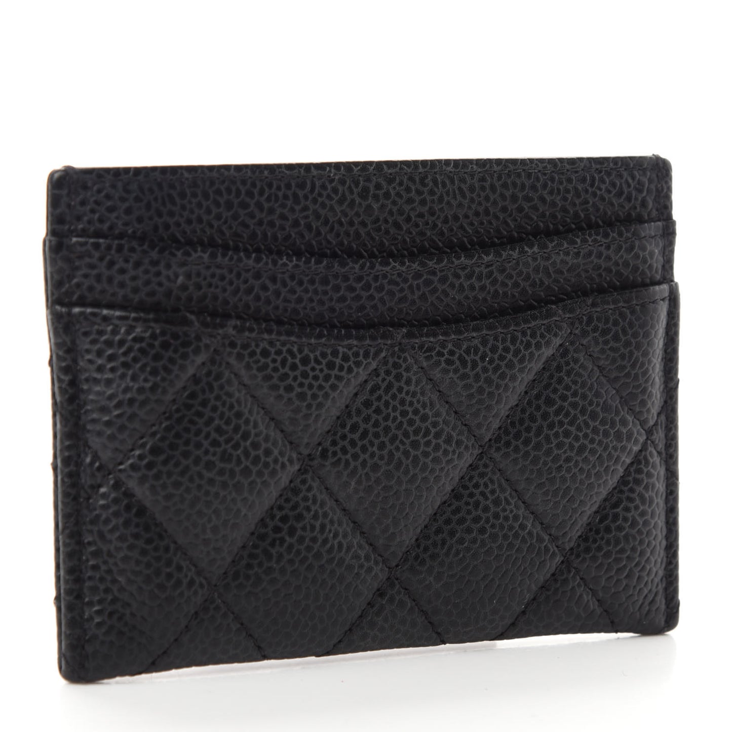 Caviar Quilted Card Holder Black