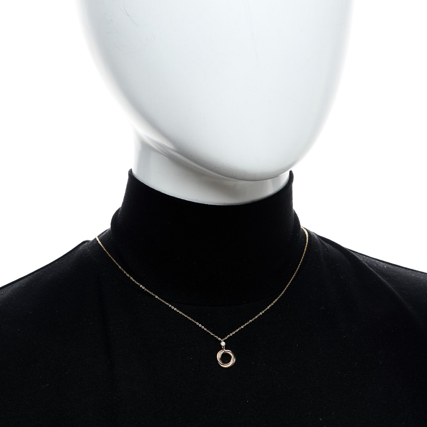 18K Pink Yellow White Gold Diamond Trinity Pendant Necklace