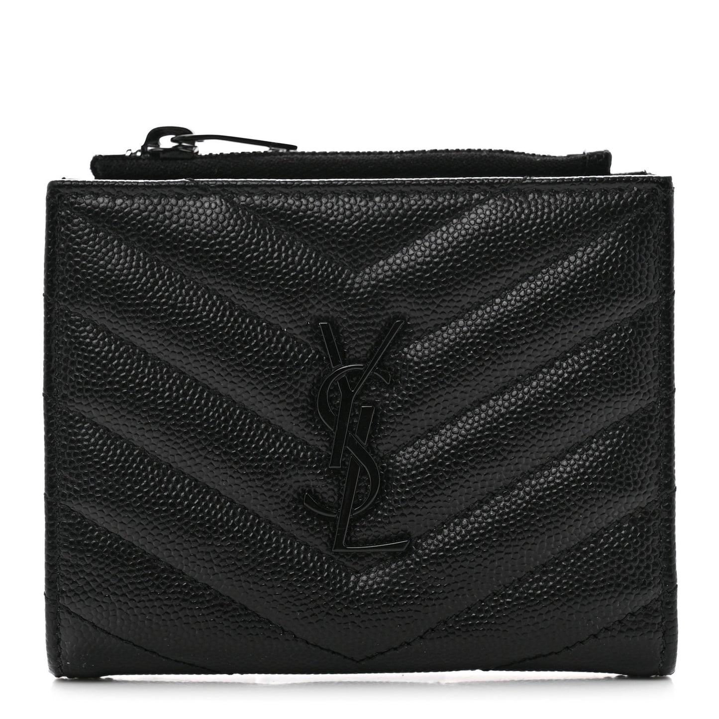 Grain De Poudre Matelasse Chevron Monogram Zipped Card Case Black