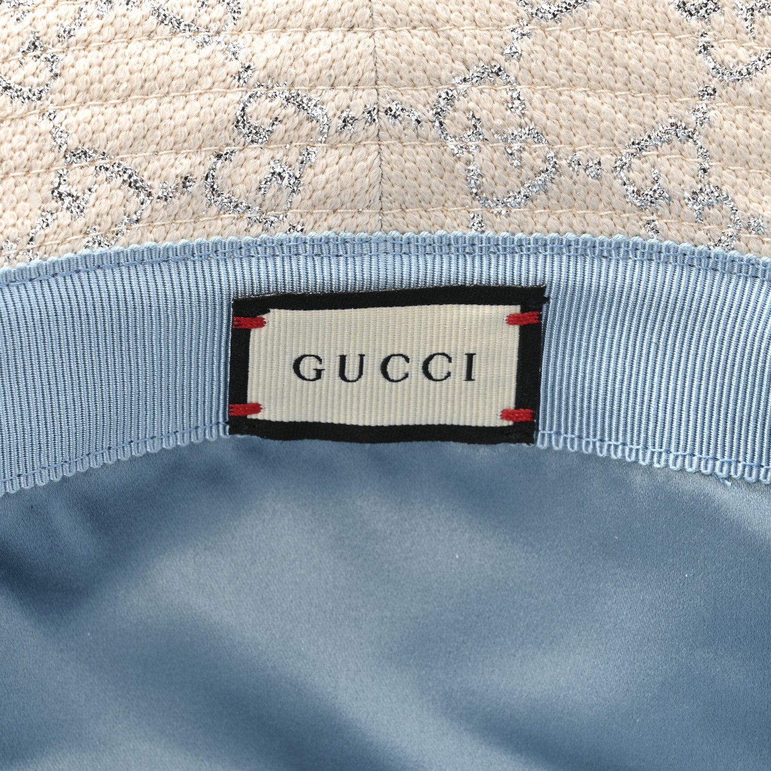 Gucci Canvas Lame GG Monogram Bucket Hat S Silver 8 of 9