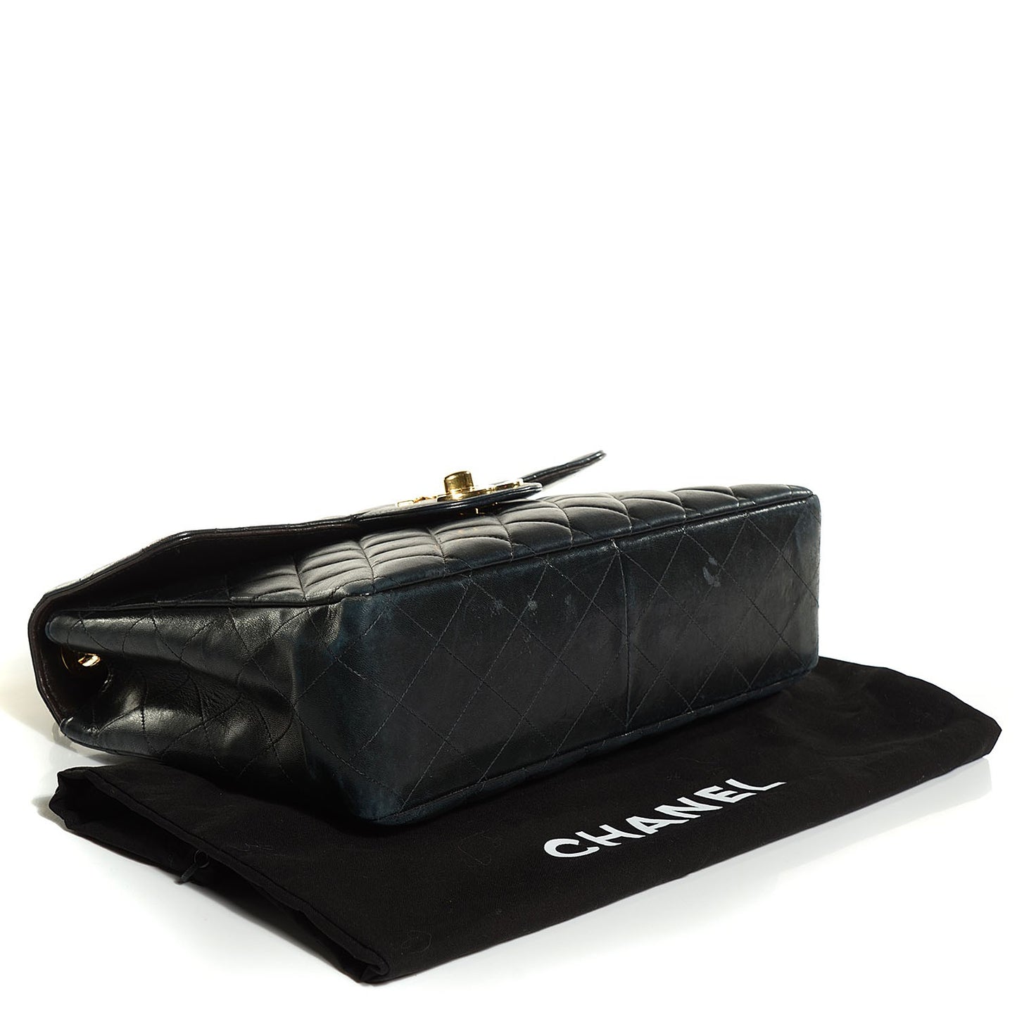 Lambskin Quilted Jumbo Flap Black