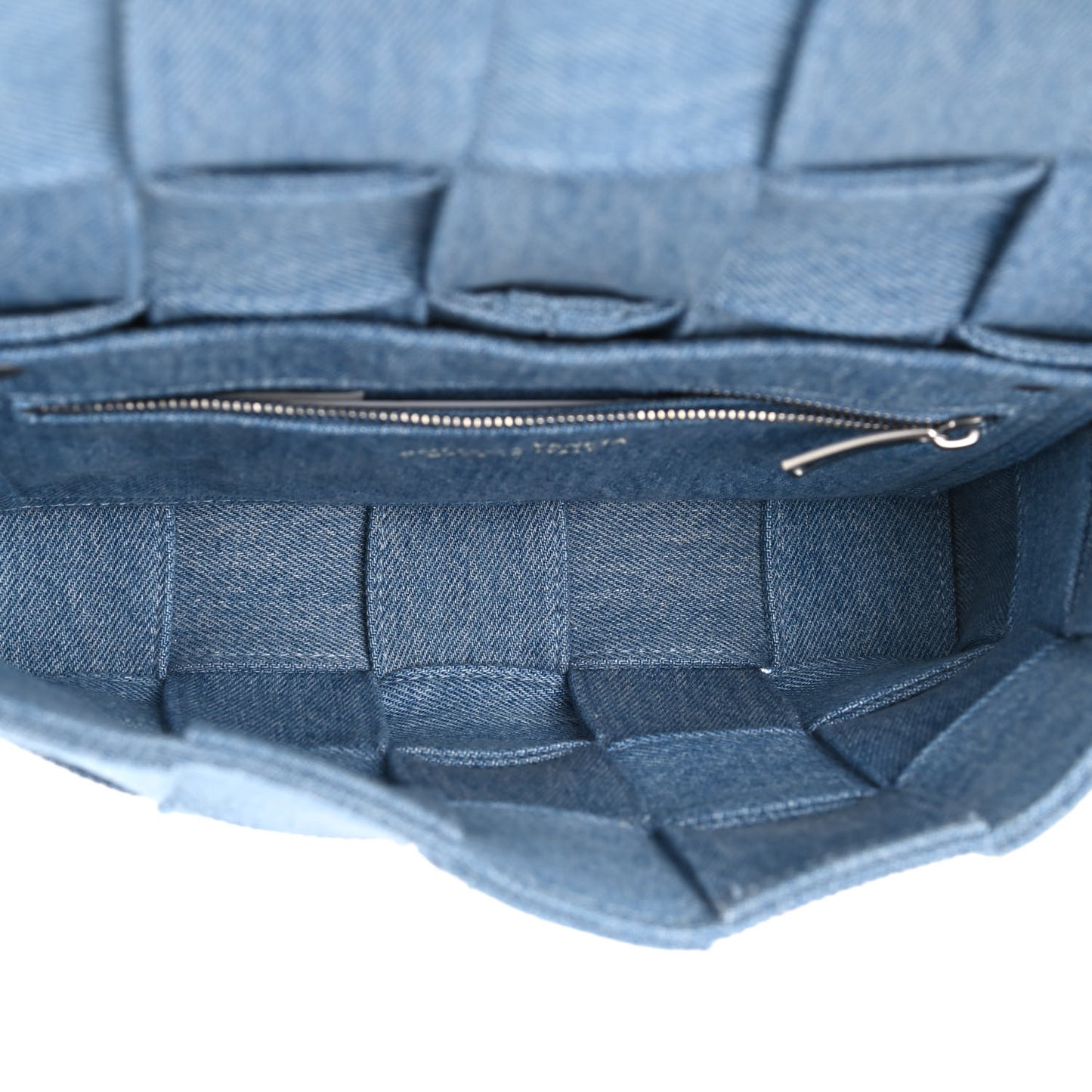 Denim Maxi Intrecciato Cassette Crossbody Bag Washed Indigo