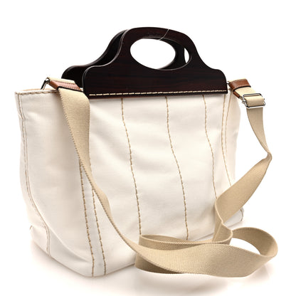 Prada Canapa Legno Logo Tote White 3 of 9