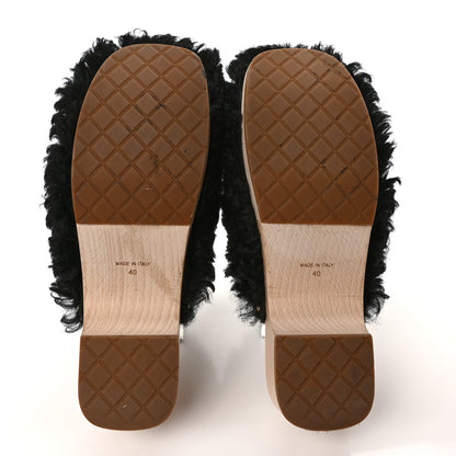 Chanel Shearling Lambskin Clogs 40 Black 6 of 8