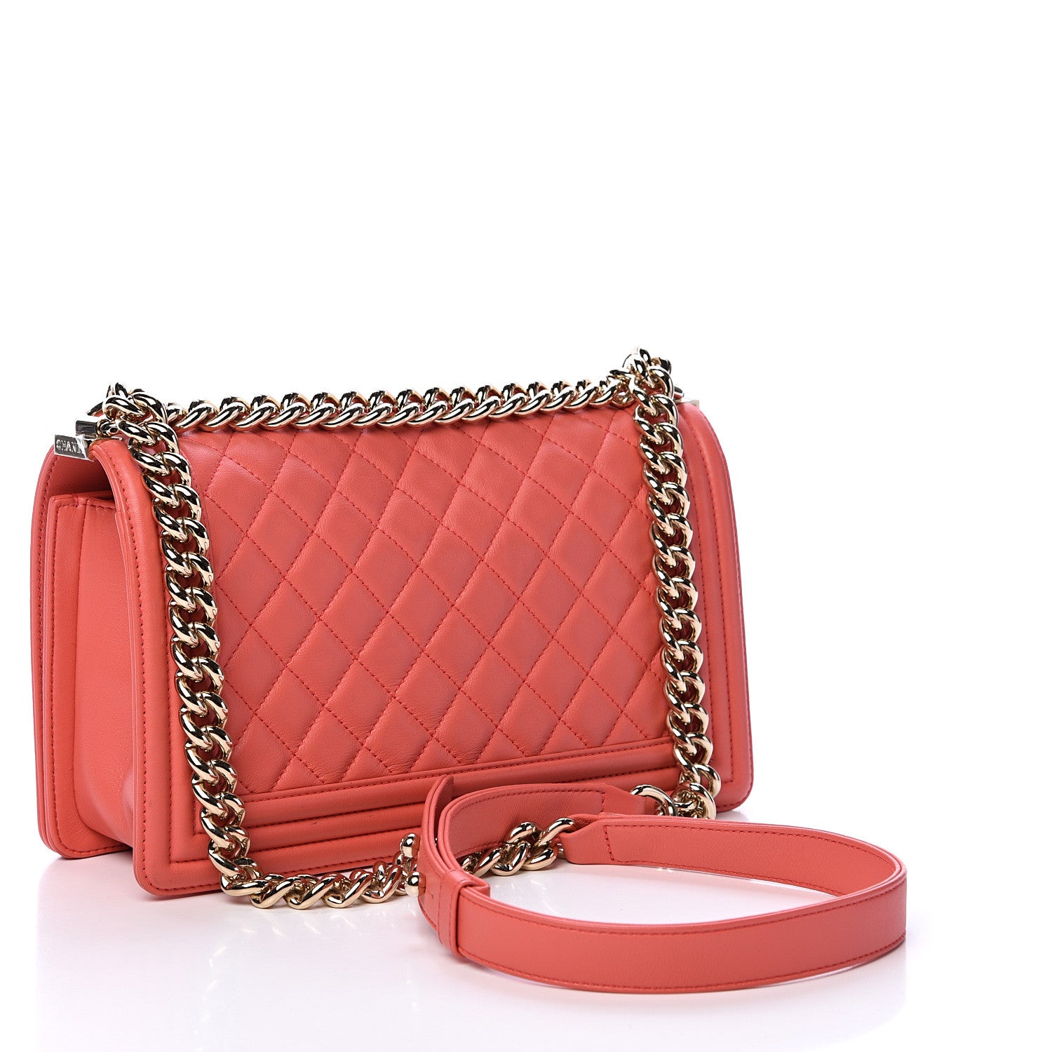 Chanel Lambskin Quilted Medium Boy Flap Coral 2 of 12
