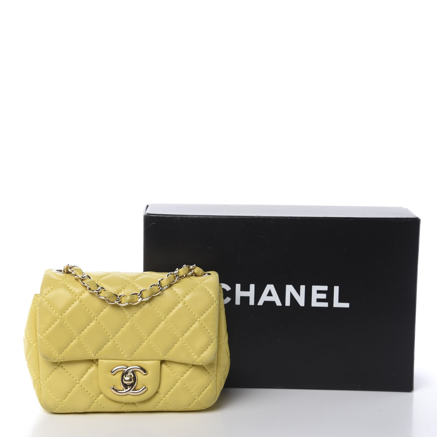 Chanel Lambskin Quilted Mini Square Flap Yellow 19 of 19