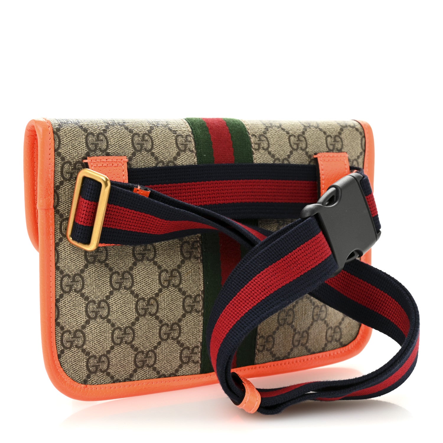 Gucci GG Supreme Monogram Web Small Ophidia Belt Bag Beige Ebony Orange Fluo 3 of 13