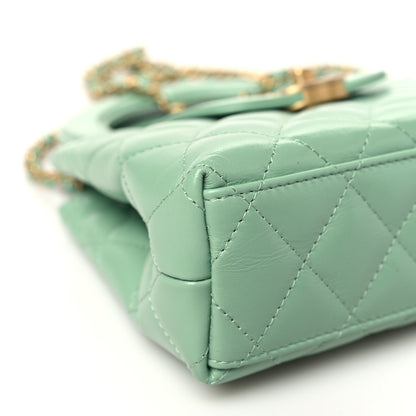 Chanel Shiny Aged Calfskin Quilted Nano Kelly Shopper Light Green 9 of 11